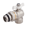 VER48A Кран углововй с американкой 3/4", белая бабочка, никелированный